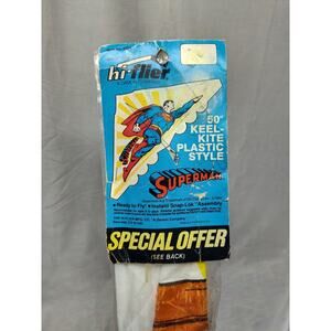 Vintage Sky-Flier Superman Kite Plastic Keel 50”NEW Deadstock